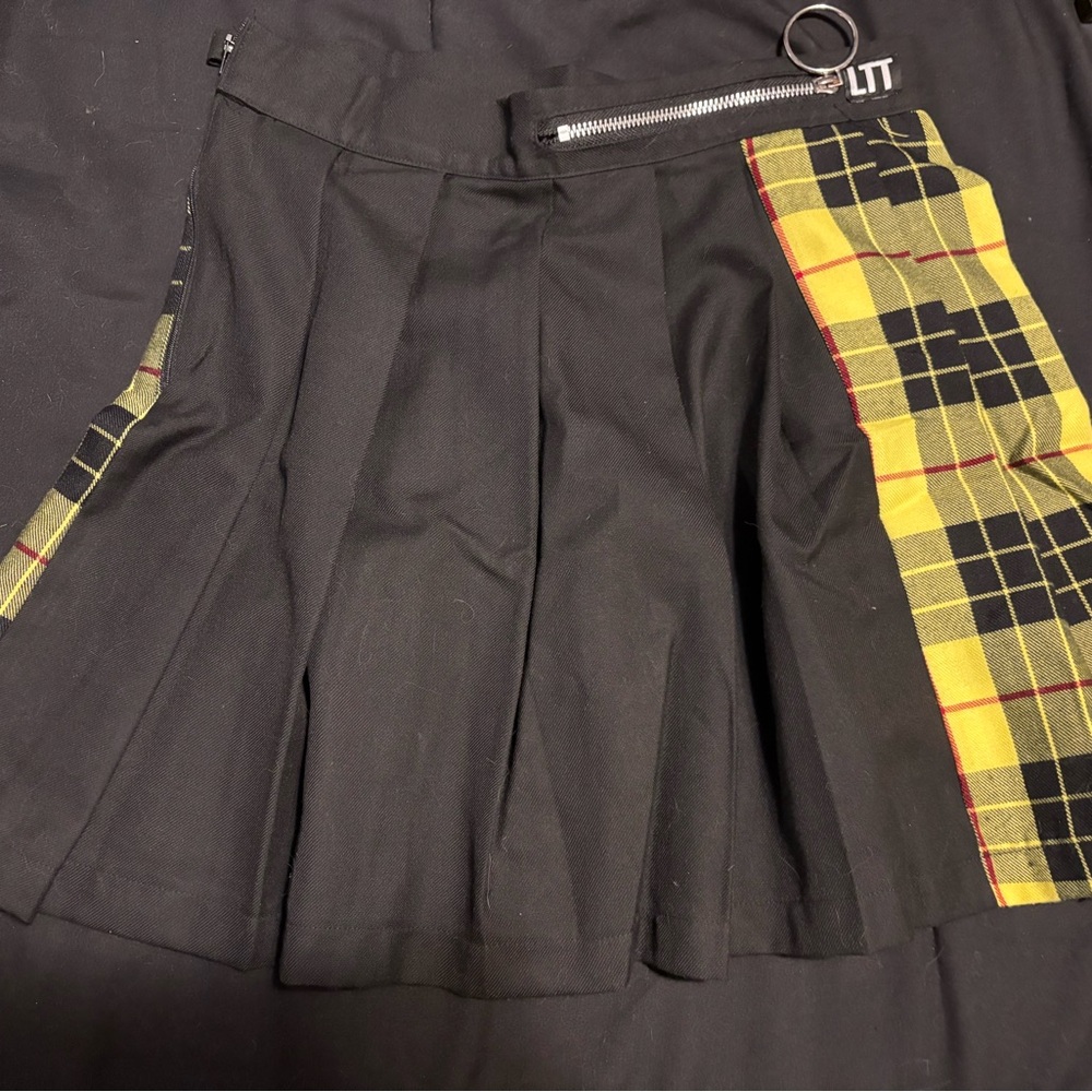 LTT yellow black Plaid Women's Skirt